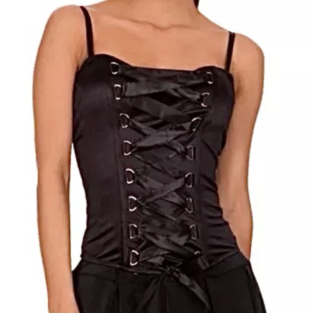 Spirit Halloween Womens Black Satin Lace Up Corset Cosplay Costume Size Medium